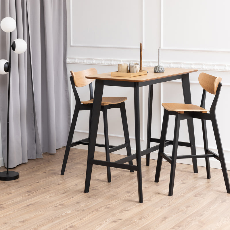 Roxby Bar Table in Oak & Black — detail view