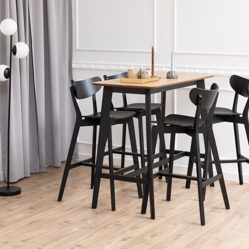 Roxby Bar Table in Oak & Black — alternative angle