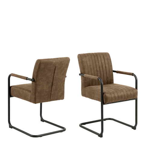 Adele Dining Chair in Light Brown Fabric Set of 2 — front view