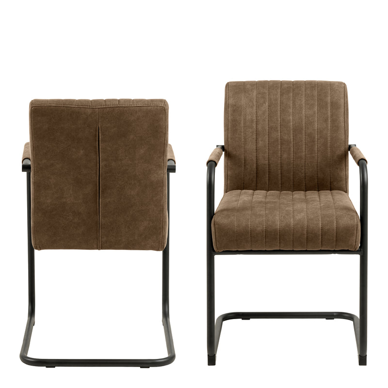 Adele Dining Chair in Light Brown Fabric Set of 2 — side angle