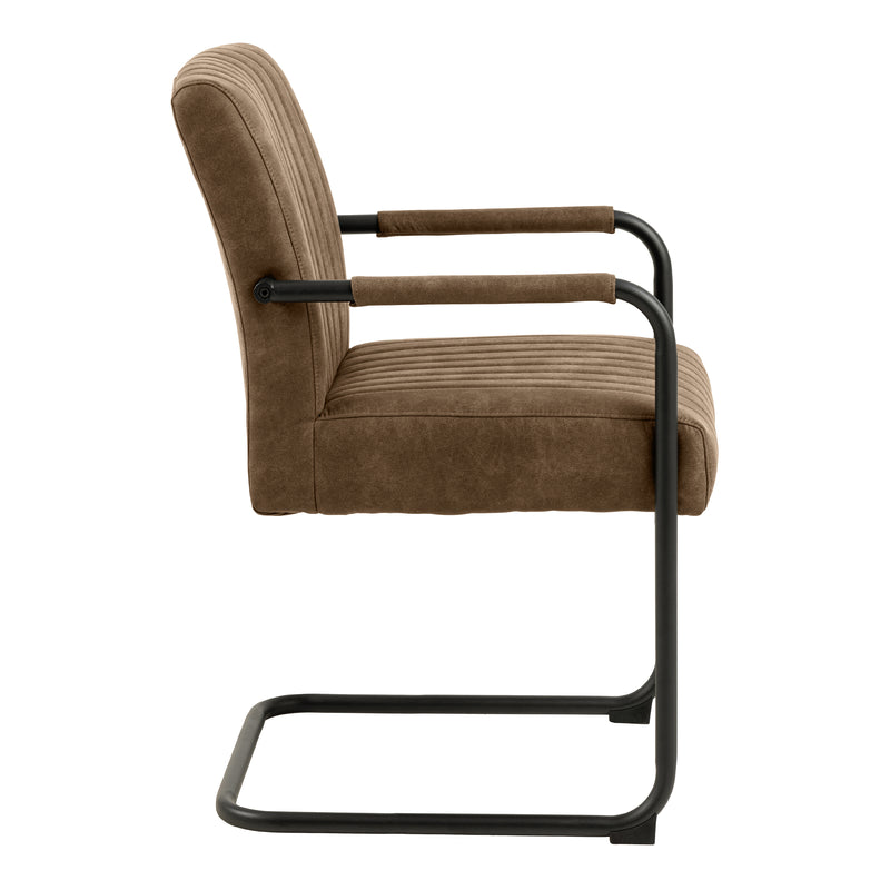 Adele Dining Chair in Light Brown Fabric Set of 2 — detail view