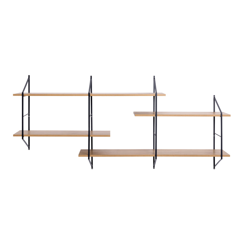 Belfast Wall Unit with 4 Shelves in Oak — side angle