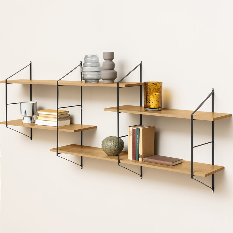 Belfast Wall Unit with 4 Shelves in Oak — detail view