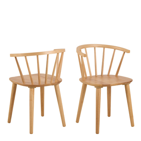 Ida Dining Chair in Oak Set of 2 — front view