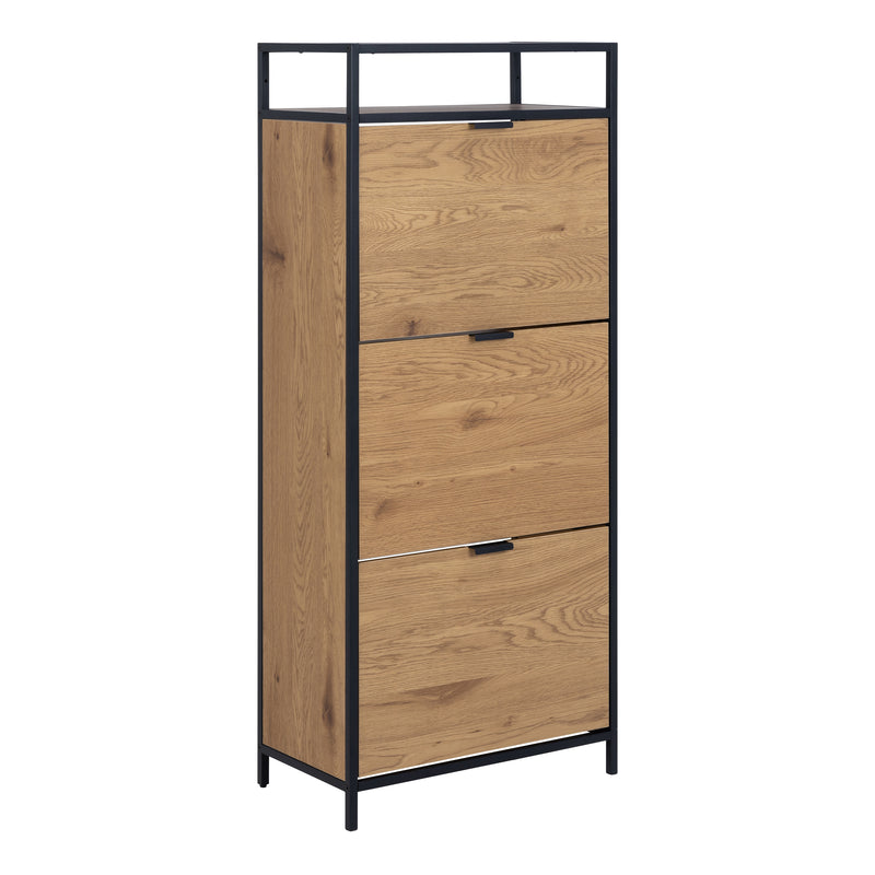 Seaford Shoe Cabinet in Black and Oak — front view