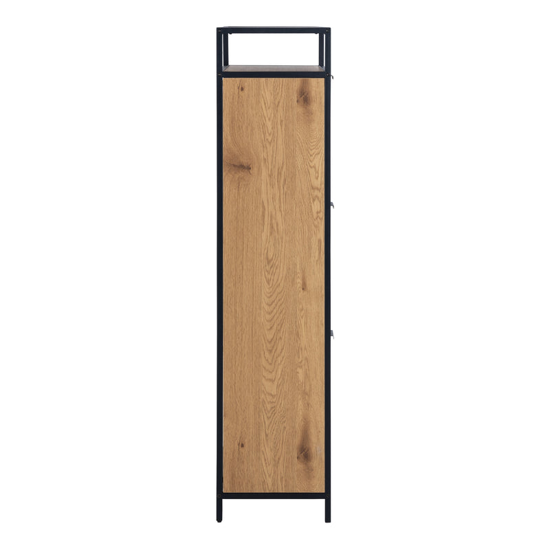 Seaford Shoe Cabinet in Black and Oak — detail view