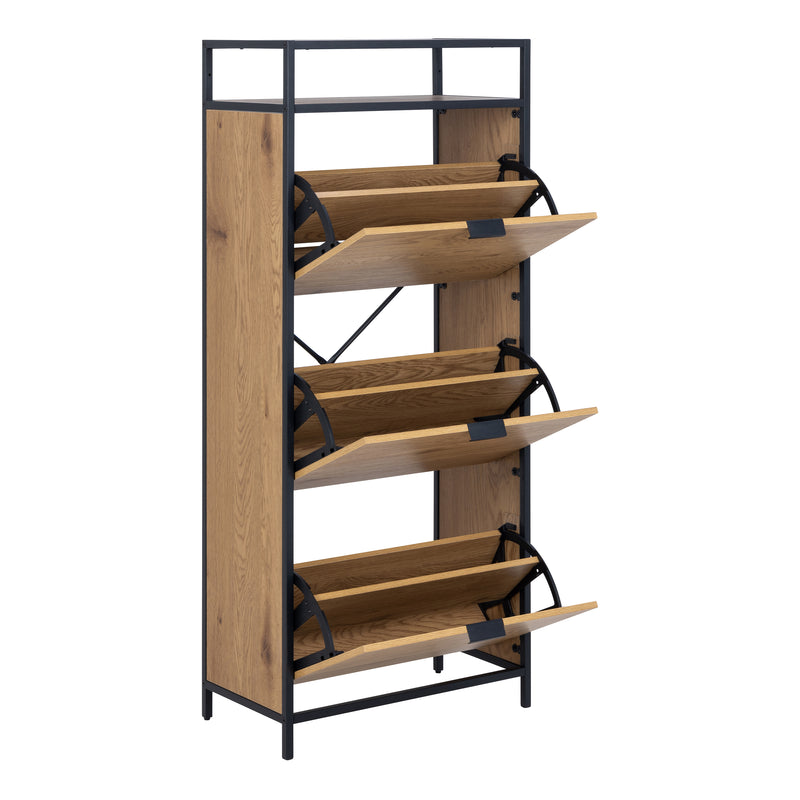 Seaford Shoe Cabinet in Black and Oak — alternative angle