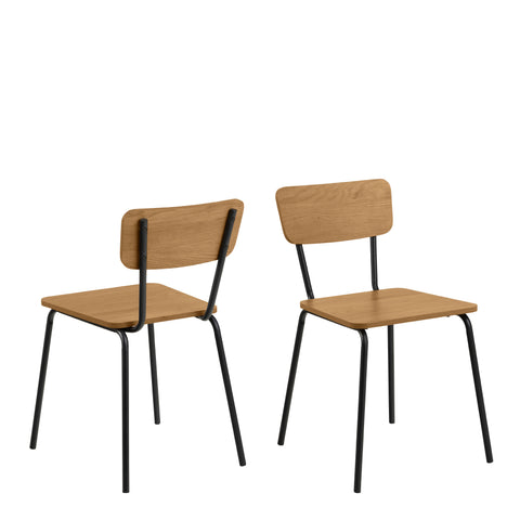 Peru Dining Chair in Steel and Oak Set of 4 — front view