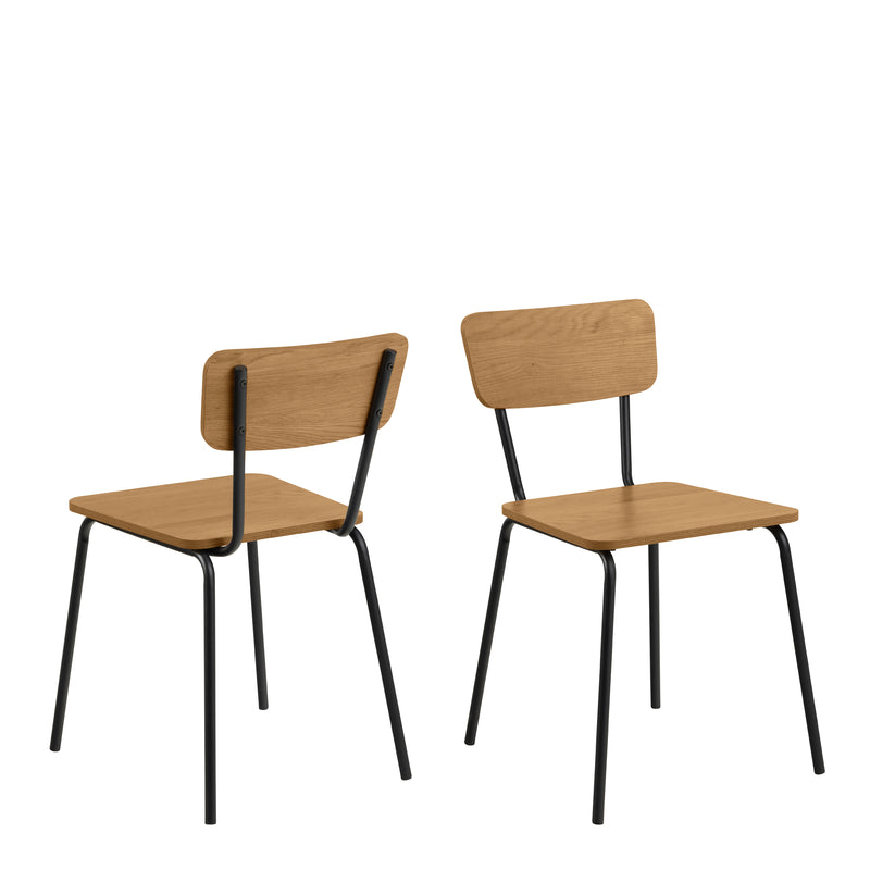 Peru Dining Chair in Steel and Oak Set of 4 — front view