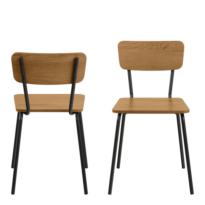 Peru Dining Chair in Steel and Oak Set of 4 — side angle