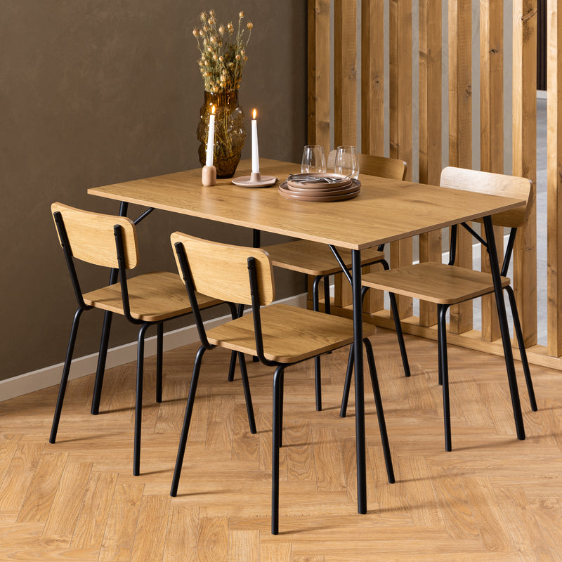 Peru Dining Chair in Steel and Oak Set of 4 — alternative angle
