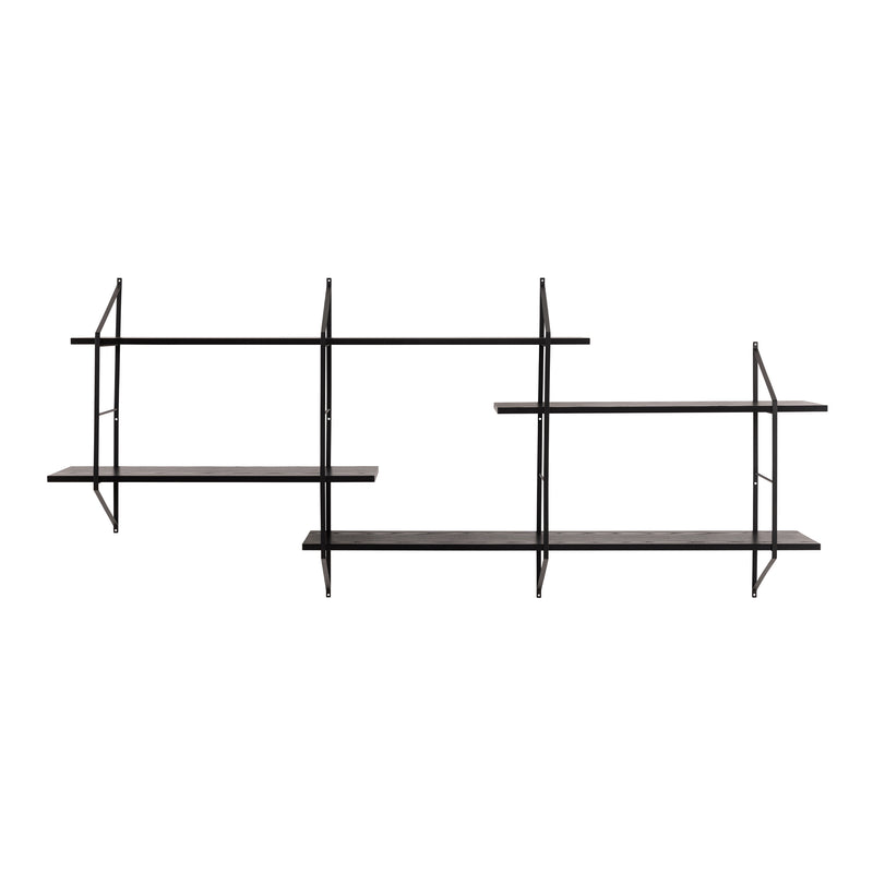 Belfast Wall Unit with 4 Shelves in Black — side angle