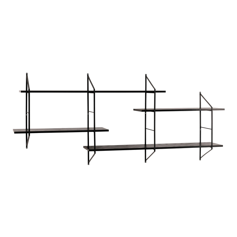 Belfast Wall Unit with 4 Shelves in Black — detail view