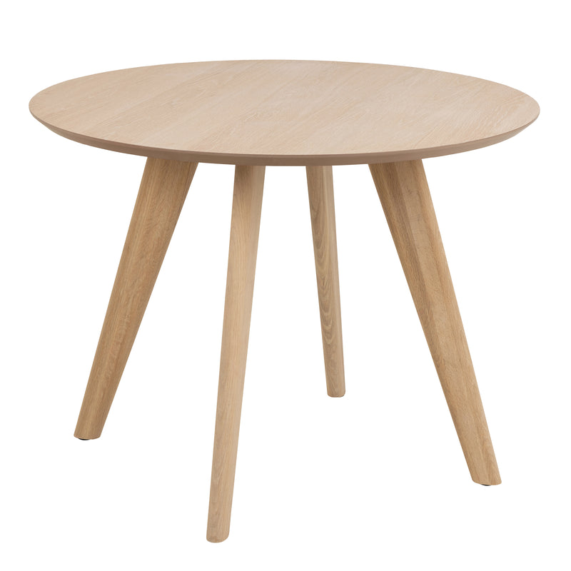 Townsville Round Dining Table in White and Oak 100cm — front view
