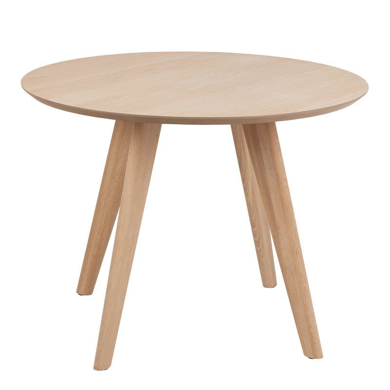 Townsville Round Dining Table in White and Oak 100cm — side angle