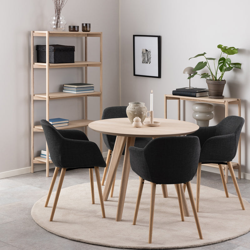 Townsville Round Dining Table in White and Oak 100cm — detail view