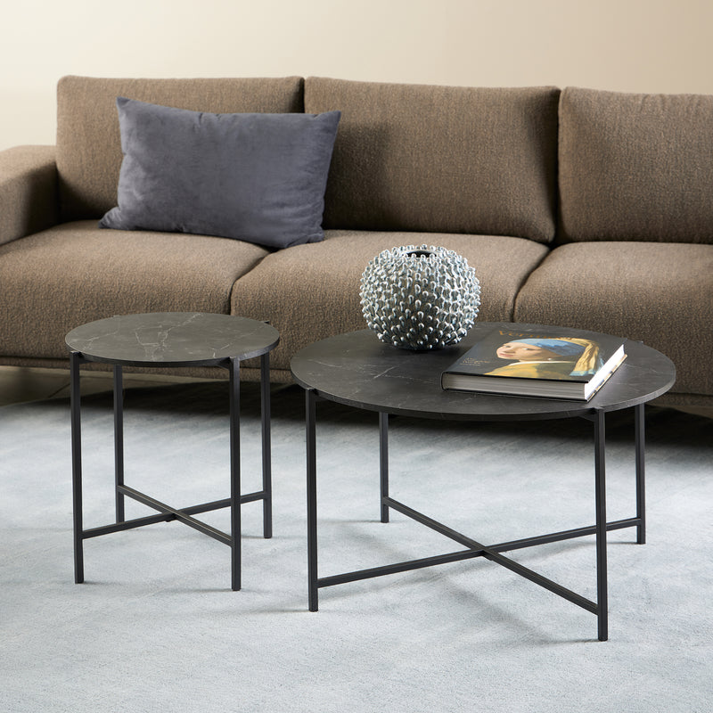 Lamoine Round Side Table in Matt Black — detail view
