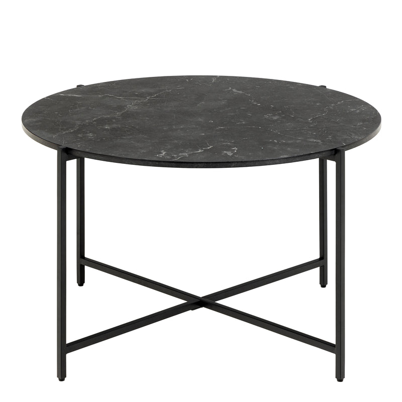 Lamoine Round Coffee Table in Matt Black — side angle