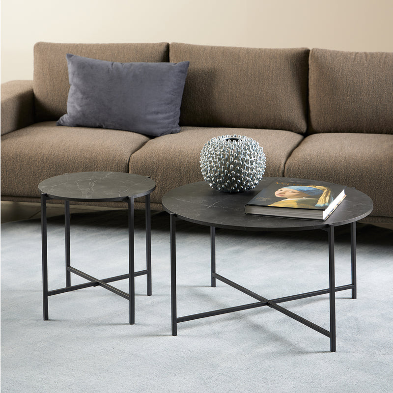 Lamoine Round Coffee Table in Matt Black — detail view