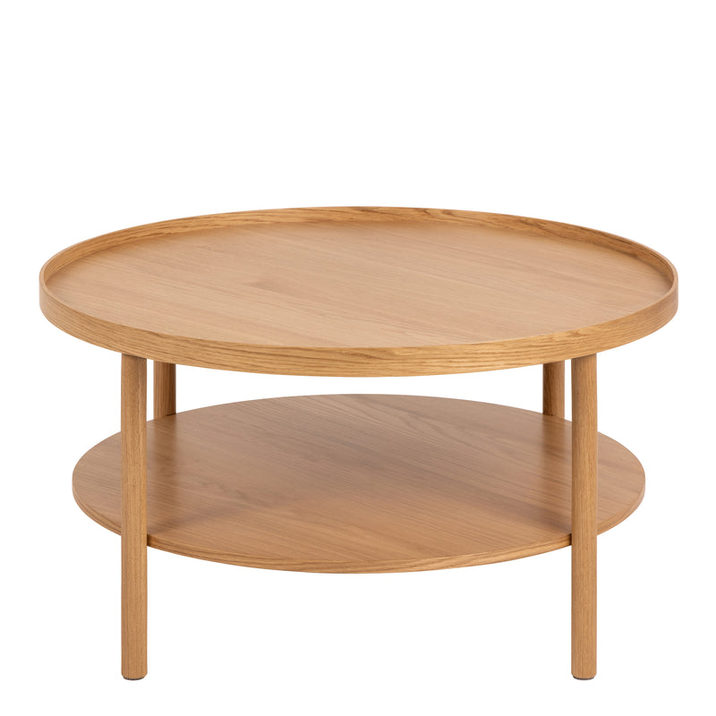 Banbury Round Coffee Table in Oak 80x42cm — side angle