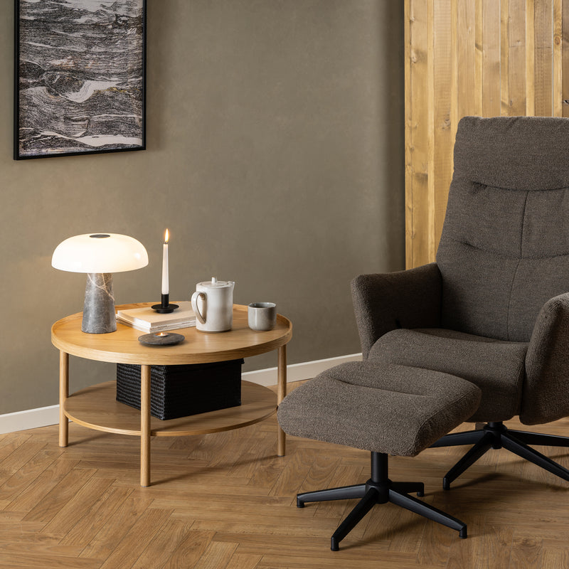 Banbury Round Coffee Table in Oak 80x42cm — alternative angle