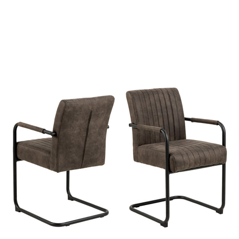 Adele Dining Chair in Grey Fabric Set of 2 — front view