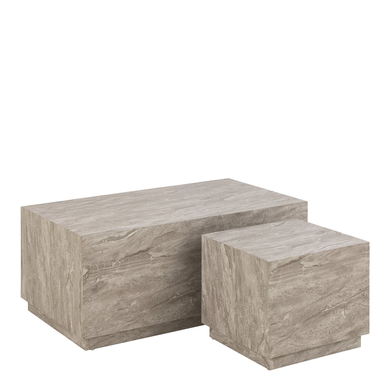 Dice Coffee Table Set in Grey Marble — front view