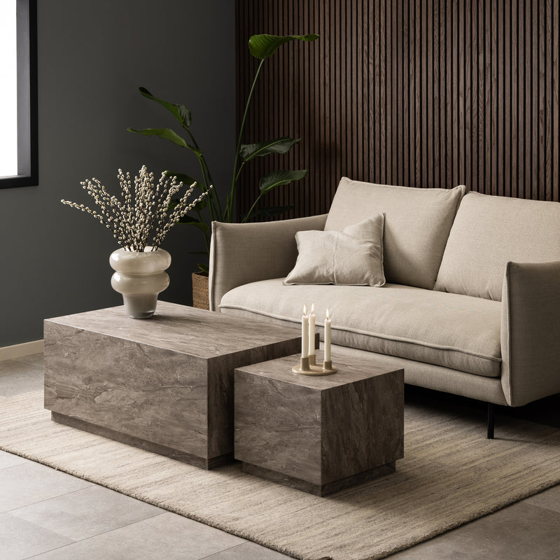 Dice Coffee Table Set in Grey Marble — detail view