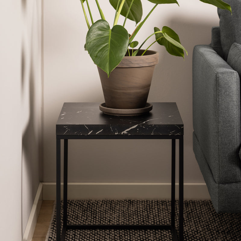Barossa Coffee Table with Black Marble Marquina Top & Black Steel Base 40cm — alternative angle