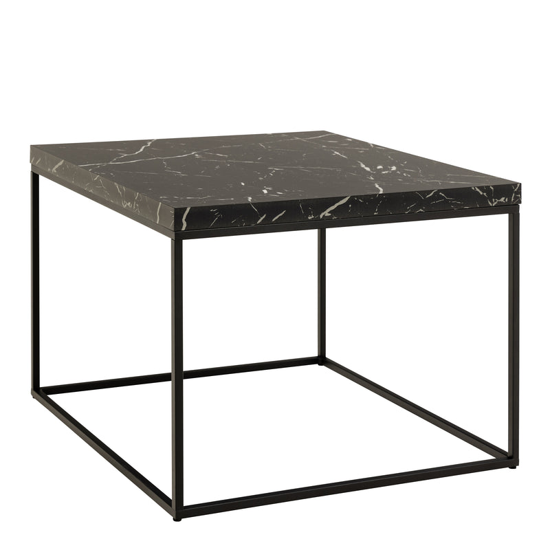 Barossa Coffee Table with Black Marble Marquina Top & Black Steel Base 60cm — front view