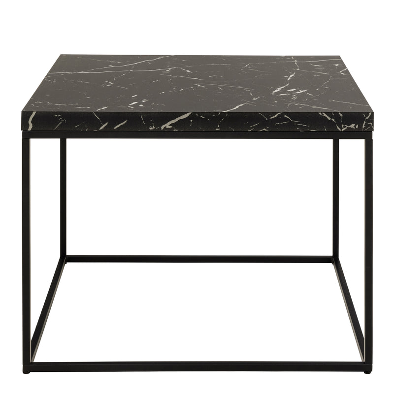 Barossa Coffee Table with Black Marble Marquina Top & Black Steel Base 60cm — side angle