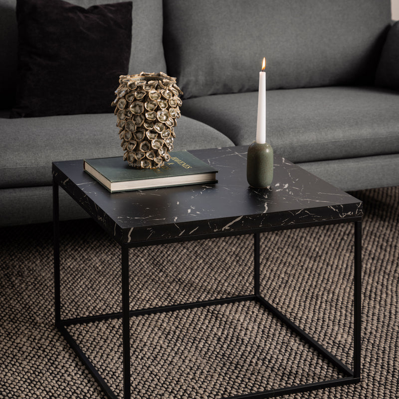 Barossa Coffee Table with Black Marble Marquina Top & Black Steel Base 60cm — alternative angle