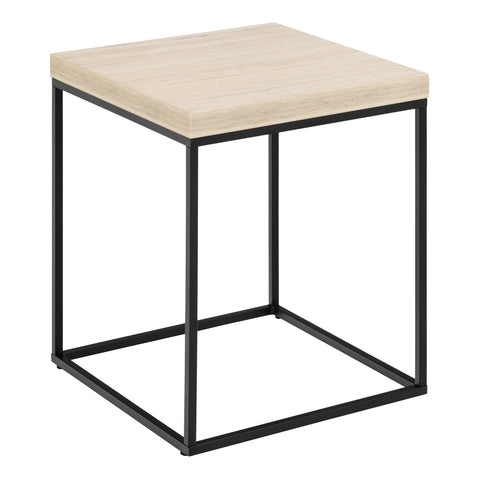 Barossa Coffee Table with Travertine Rough Paper Top & Black Powder Steel Base 40cm — front view