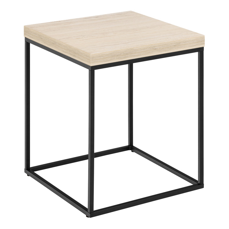 Barossa Coffee Table with Travertine Rough Paper Top & Black Powder Steel Base 40cm — front view