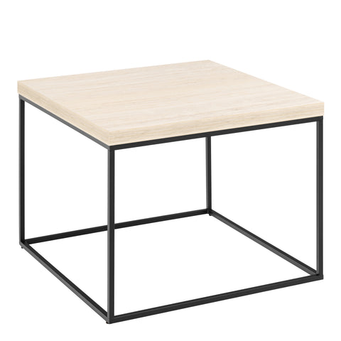 Barossa Coffee Table with Travertine Rough Paper Top & Black Powder Steel Base 60cm — front view
