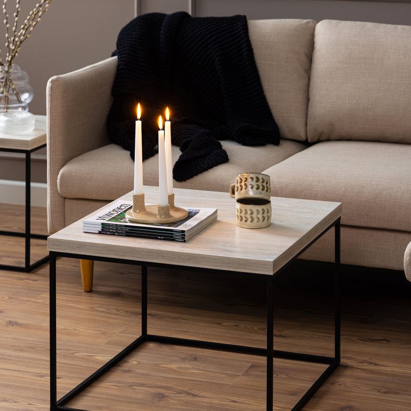 Barossa Coffee Table with Travertine Rough Paper Top & Black Powder Steel Base 60cm — alternative angle