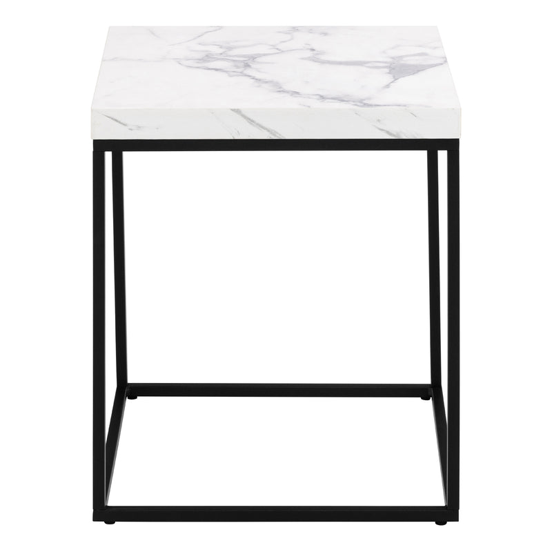 Barossa Coffee Table with White Marble Carrara Top & Black Base 40cm — side angle