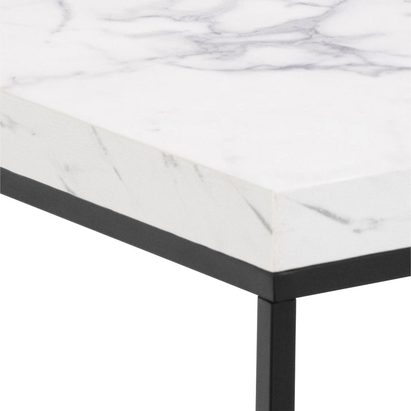 Barossa Coffee Table with White Marble Carrara Top & Black Base 40cm — lifestyle setting