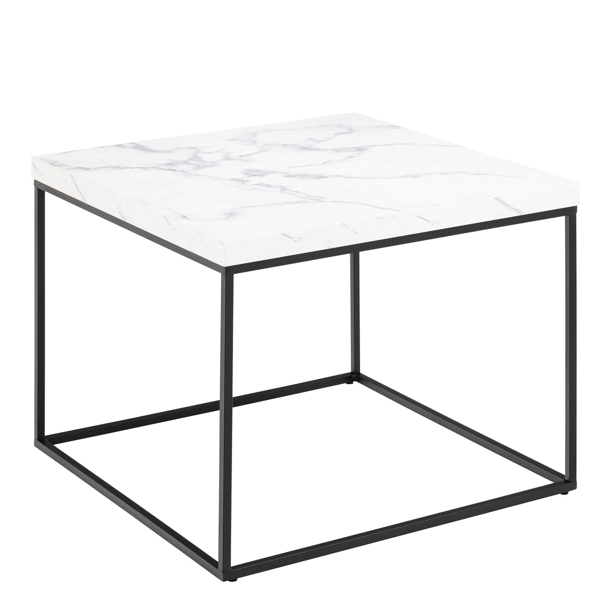 Barossa Coffee Table with White Marble Carrara Top & Black Steel Base 60cm — front view