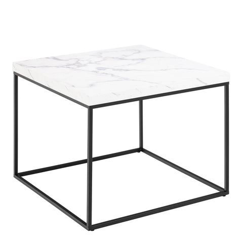 Barossa Coffee Table with White Marble Carrara Top & Black Steel Base 60cm — front view