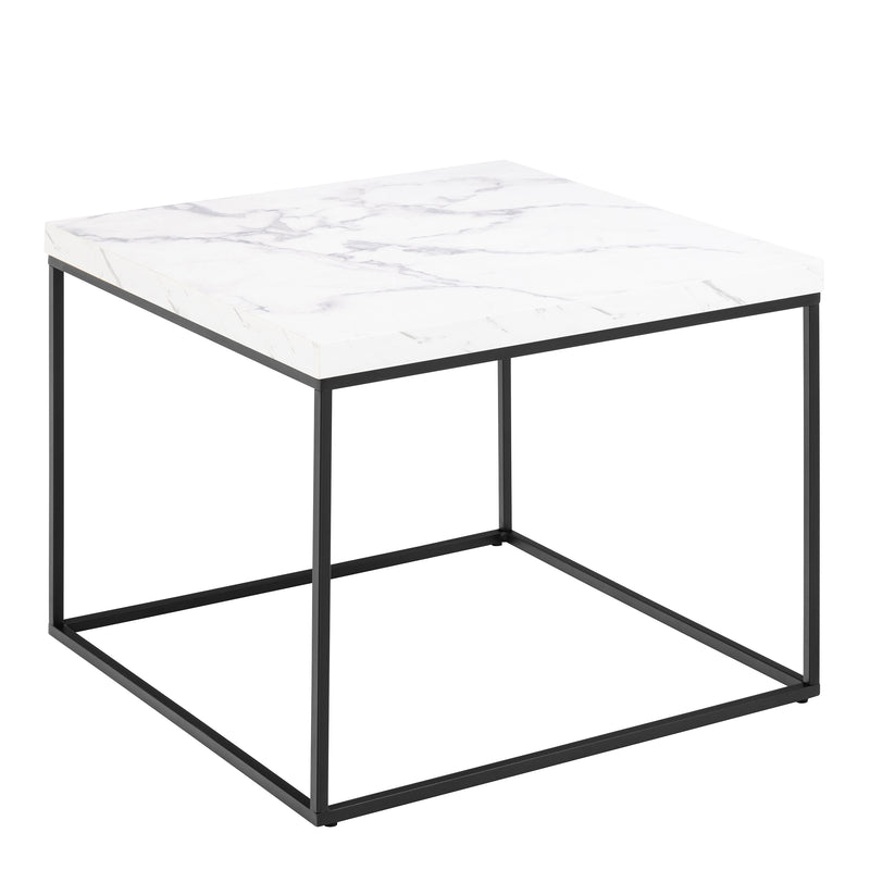 Barossa Coffee Table with White Marble Carrara Top & Black Steel Base 60cm — front view