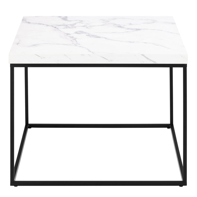 Barossa Coffee Table with White Marble Carrara Top & Black Steel Base 60cm — side angle