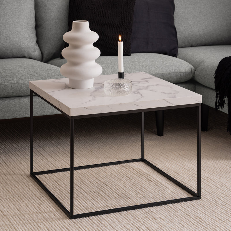 Barossa Coffee Table with White Marble Carrara Top & Black Steel Base 60cm — view