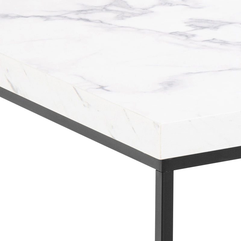 Barossa Coffee Table with White Marble Carrara Top & Black Steel Base 60cm — lifestyle setting