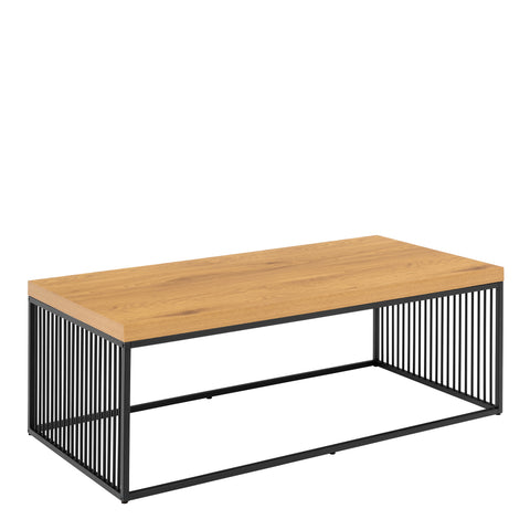Strington Coffee Table in Black and Oak — front view