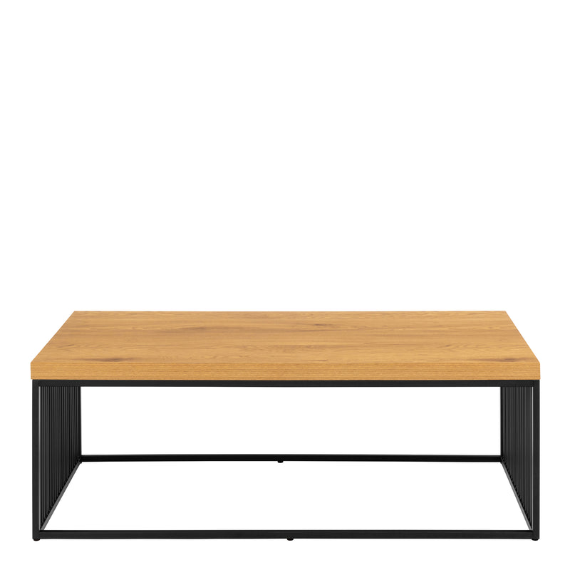 Strington Coffee Table in Black and Oak — side angle