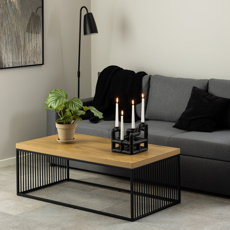 Strington Coffee Table in Black and Oak — detail view