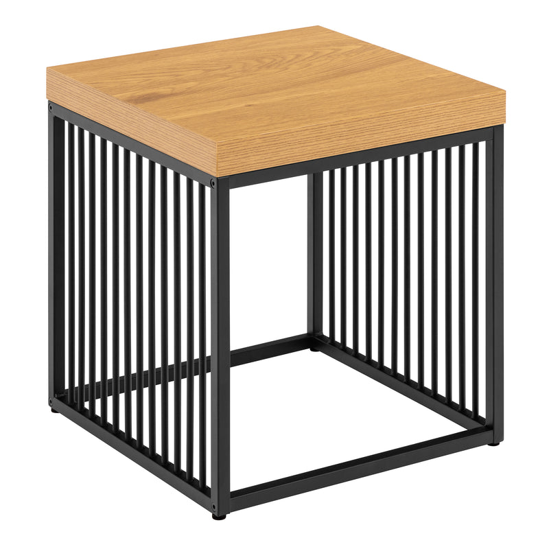 Strington Side Table in Black and Oak — front view