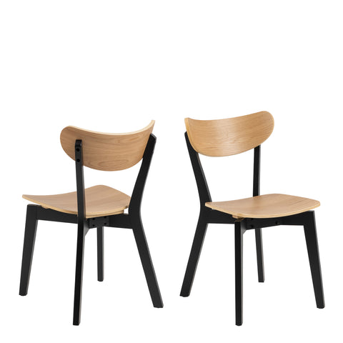 Roxby Dining Chairs in Black and Oak Set of 2 — front view