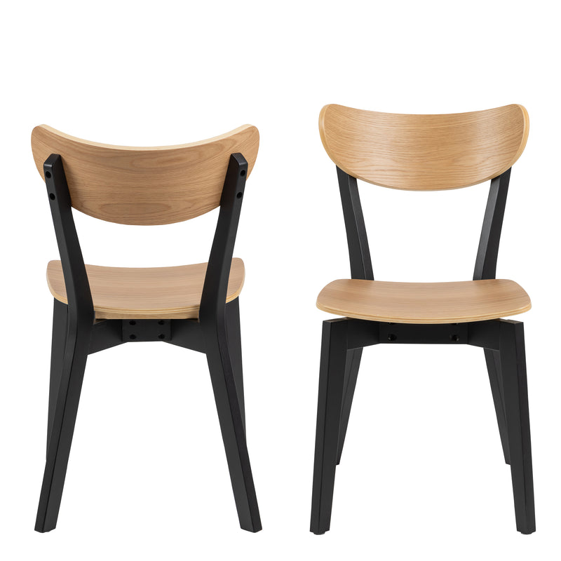 Roxby Dining Chairs in Black and Oak Set of 2 — side angle